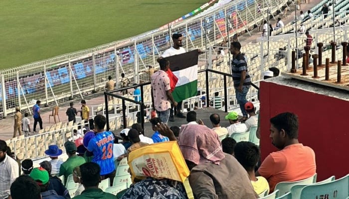 The Palestinian flag was waved when Bangladesh were batting during the first innings of the encounter against Pakistan. — X/@SharyOfficial
