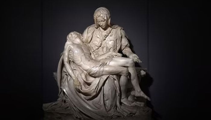 Artist Michelangelos sculpture known as Vatican Pieta is displayed at Opera del Duomo Museum next to its other versions in Florence, Italy, February 23, 2022. Picture taken February 23, 2022.—Reuters