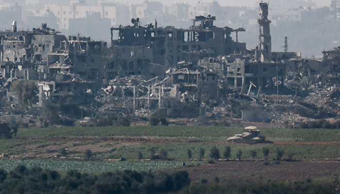 A tank manoeuvres inside Gaza Strip, as seen from the city of Sderot, Israel, November 6, 2023. — Reuters