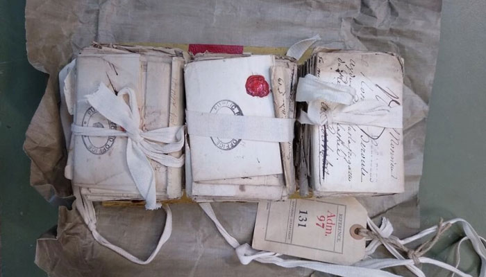 This picture shows the undelivered and unread letters at the National Archives in Kew that were unearthed by Cambridge University professor Renaud Morieux. — AFP/File