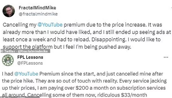 Commenters say they are no longer prepared to pay the increased cost for advertisement-free watching as the price per month increases.—X