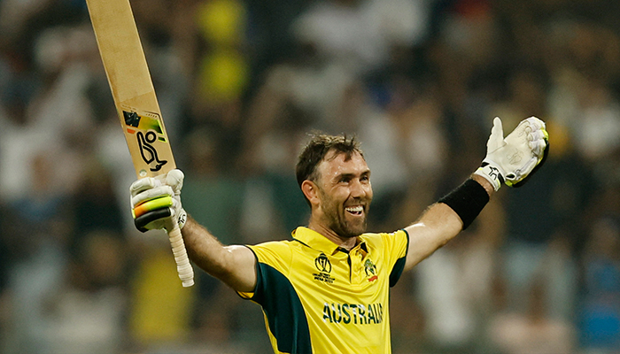 Australias Glenn Maxwell celebrates after the match against Afghanistan. — Reuters