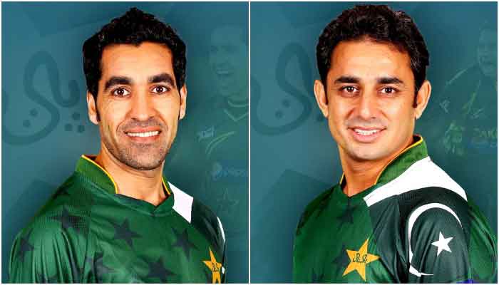 This combo shows former Pakistan players Umar Gul (L) and Saeed Ajmal (R). —PCB