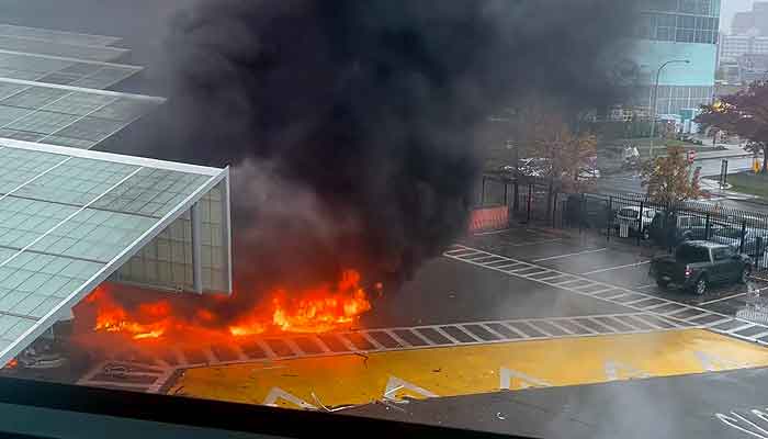 A vehicle explosion at the Rainbow Bridge border crossing between the US and Canada on Wednesday. —CNN