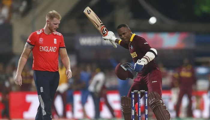 Ben Stokes and Marlon Samuels.—Reuters