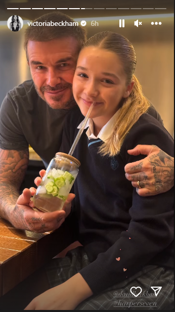 David Beckham all hearts for daughter Harper amid Victorias praise
