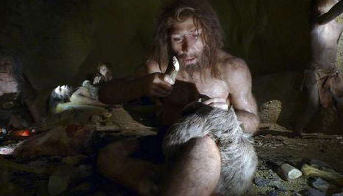 An exhibit shows the life of a neanderthal family in a cave in the new Neanderthal Museum in the northern town of Krapina February 25, 2010. —Reuters/file