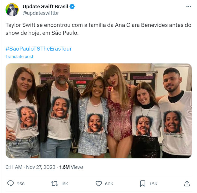 Taylor Swift’s late fan’s family appears at final Brazil show