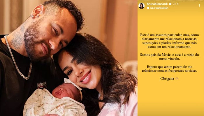 Soccer star Neymar and model Bruna Biancardi have split one month after welcoming their daughter, Mavie. —Instagram@Bruna Biancardi
