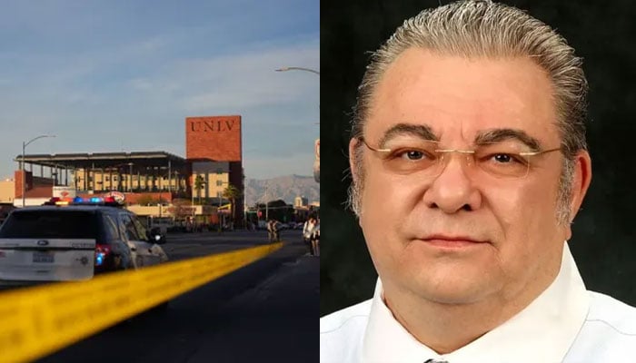 The UNLC (L) and Anthony Polito, 67, mailed 22 letters, at least one of them containing a ‘white powder,’ to universities across the US before he opened fire at University of Nevada, Las Vegas (R)—Linkedin/The Sun