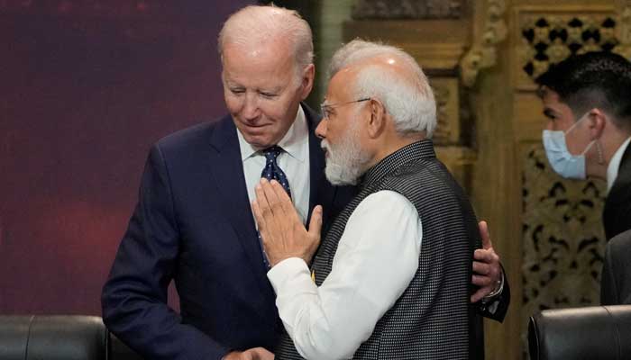 US President Joe Biden (left) and India Prime Minister Narendra Modi talks during the G20 leaders summit in Nusa Dua, Bali, Indonesia, Tuesday, Nov. 15, 2022. — Reuters