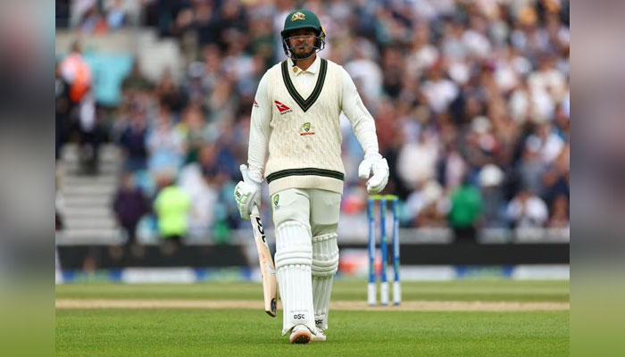 Australias Usman Khawaja walks after losing his wicket, lbw bowled by Englands Chris Woakes at The Oval, London, Britain on July 31, 2023. — Reuters