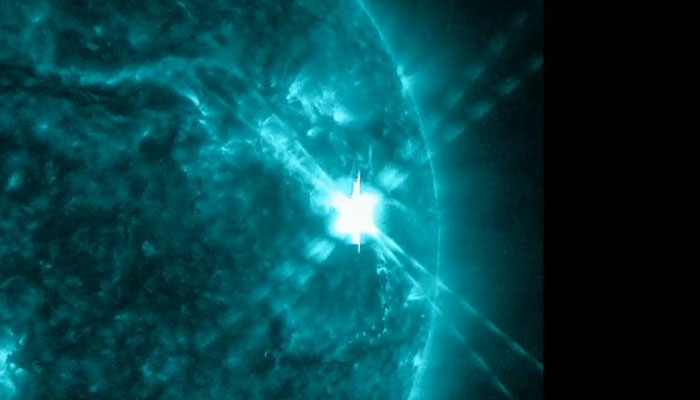 This image shows the moment the largest solar flare since 2017 occurred on December 14, 2023. — X/@NASASun