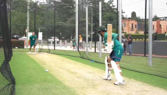 A Pakistani player can be seen at training session in Australia. — Facebook/PakistanCricketBoard