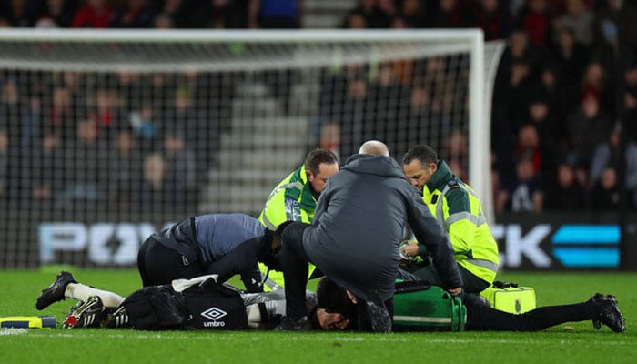 Luton Town’s Tom Lockyer receives medical attention during their Premier League match against AFC Bournemouth at Vitality Stadium, Bournemouth, on Dec. 16, 2023. — Reuters