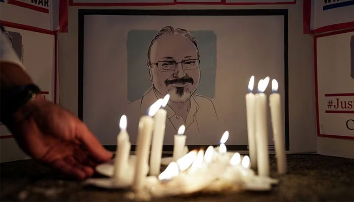 The Committee to Protect Journalists and other press freedom activists hold a candlelight vigil in front of the Saudi Embassy to mark the anniversary of the killing of journalist Jamal Khashoggi at the kingdoms consulate in Istanbul, Wednesday evening in Washington, US, October 2, 2019. — Reuters