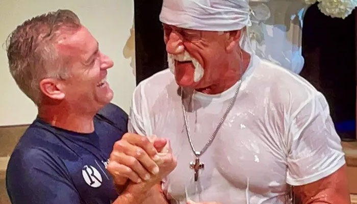 Hulk Hogan gets baptized .—Instagram@Hulk Hogan