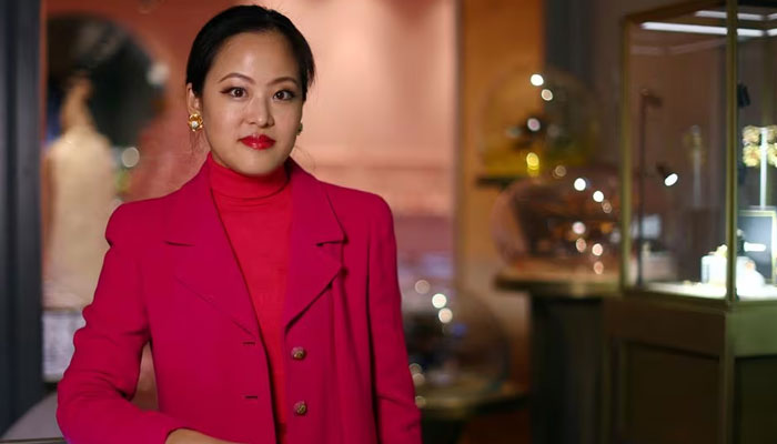 Anabela Chan poses for a photograph at her jewellery boutique where she sells jewellery produced from recycled and refined aluminium and sustainable lab-grown gemstones in London, Britain, December 13, 2023.—Reuters