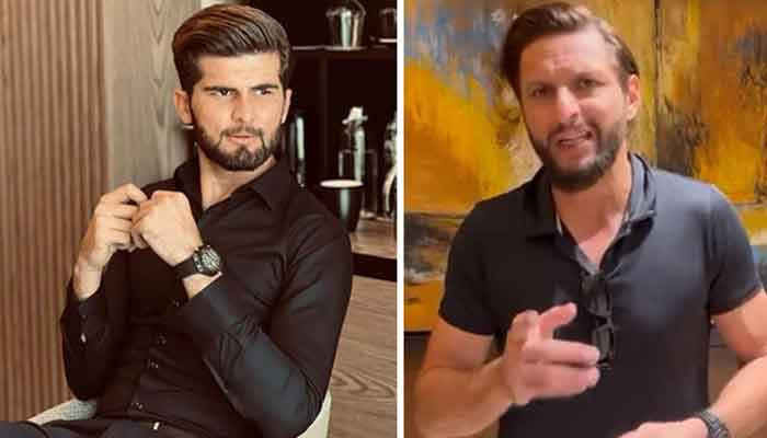 Pakistani cricketer Shaheen Shah Afridi (left) and former captain Shahid Afridi. — X/File