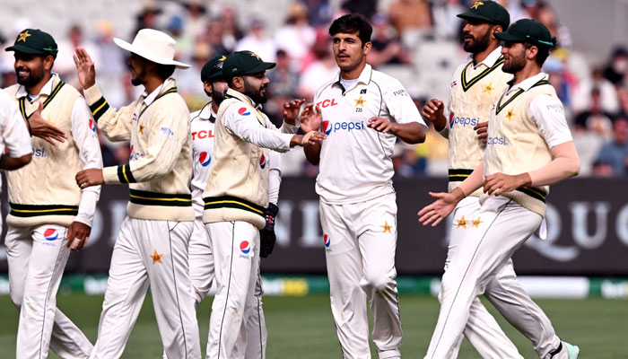 Pakistani players during a Test match against Australia. — X/@TheRealPCB