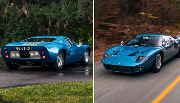 Mecum Auctions listed a very rare 1966 Ford GT40 Mkl Road Car on Jan. 2, 2024. Here are two views of the car. - Mecum Auctions