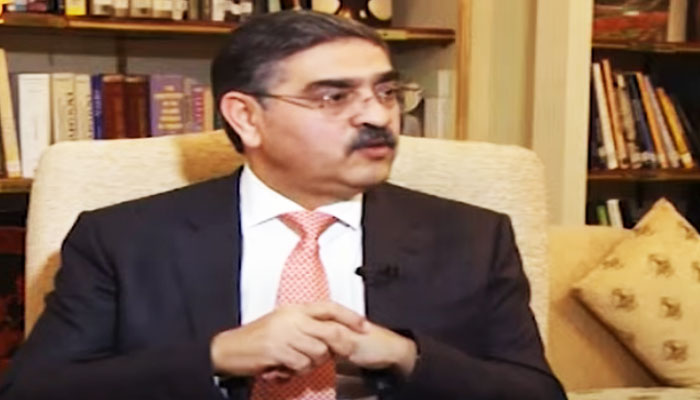 Caretaker Prime Minister Anwaar-ul-Haque Kakar speaks during Geo News programme Aik Din Geo Kay Sath on January 7, 2023. — YouTube/Geo News