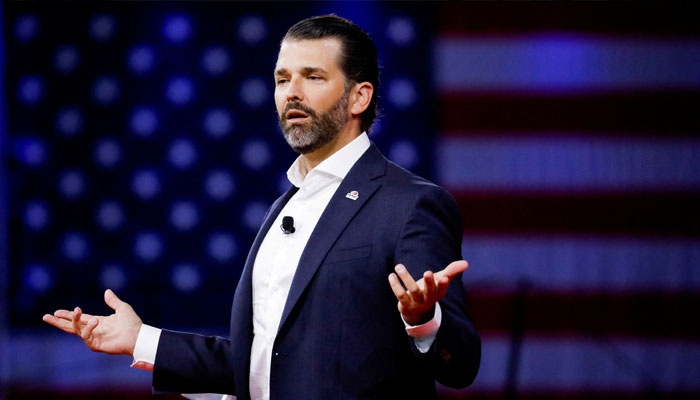 Donald Trump Jr. gestures as he speaks at the Conservative Political Action Conference (CPAC) in Orlando, Florida, US, February 27, 2022. —Reuters