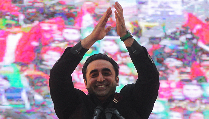 PPP Chairman Bilawal Bhutto-Zardari addresses an election rally in Lahore on January 21, 2024. — Reuters