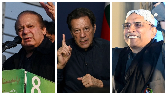 (Left to right) PML-N supremo Nawaz Sharif, PTI founder Imran Khan, and PPP Co-chairman Asif Ali Zardari. — AFP
