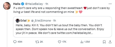 Halle Bailey firmly slams accusation shes hiding a pregnancy