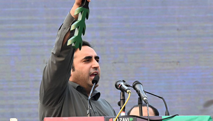 PPP Chairman Bilawal Bhutto-Zardari addressing a political gathering in DI Khan on January 30, 2024. — X/@MediaCellPPP