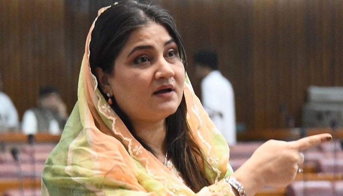 GDA leaders Saira Bano addressing National Assembly session. — Instagram/sairabano____/file