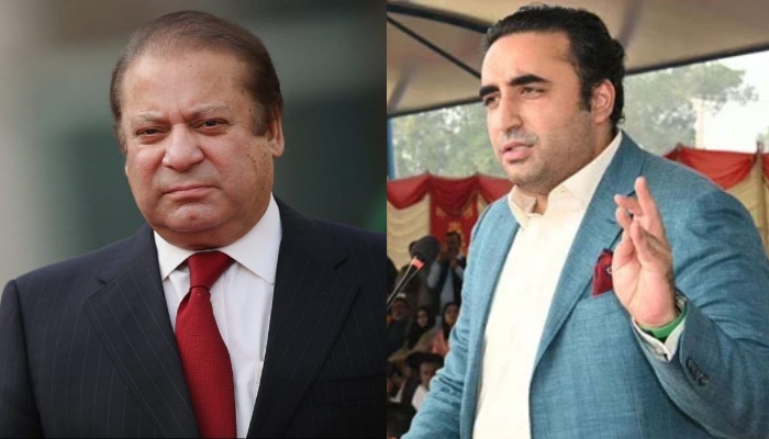 PML-N supremo Nawaz Sharif (left) and PPP Chairman Bilawal Bhutto Zardari. — X/Facebook