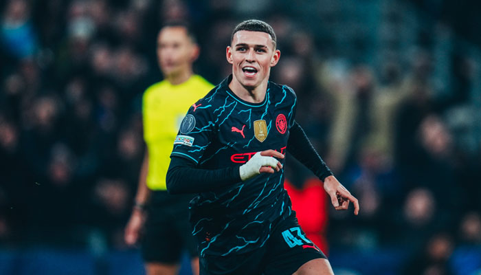 The image of Phil Foden shows a moment from a match between Manchester City and FC Copenhagen on Feb 13, 2024. — x/ManCity