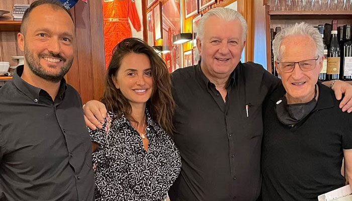 Rossella has also been visited by Hollywood royalty, including Penelope Cruz (second left) and Michael Mann (right).—Instagram@ristorantemontana