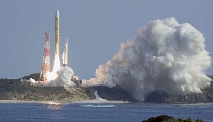A second test model of H3 rocket lift off from the launching pad at Tanegashima Space Center on the southwestern island of Tanegashima, Kagoshima Prefecture, Japan February 17, 2024, in this photo taken by Kyodo. — Reuters
