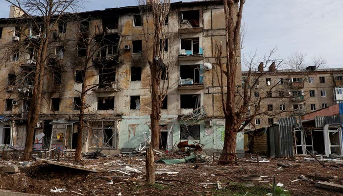 A view shows residential buildings severely damaged by permanent Russian military strikes in the frontline town of Avdiivka on November 8, 2023. – Reuters