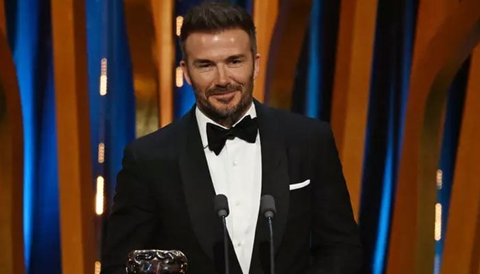 Inter Miami co-founder David Beckham appears on stage at the British Academy of Film and TV Awards on February 18, 2024. — Reuters