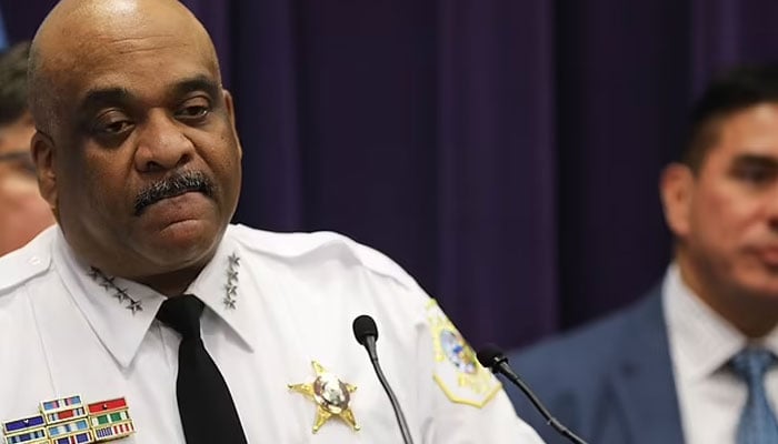 Former Chicago Police Superintendent Eddie Johnson (pictured) asked his driver to stake the panties she was wearing on the outcome of a Bears game, court records reveal. — Mail Online/Tribune News Service