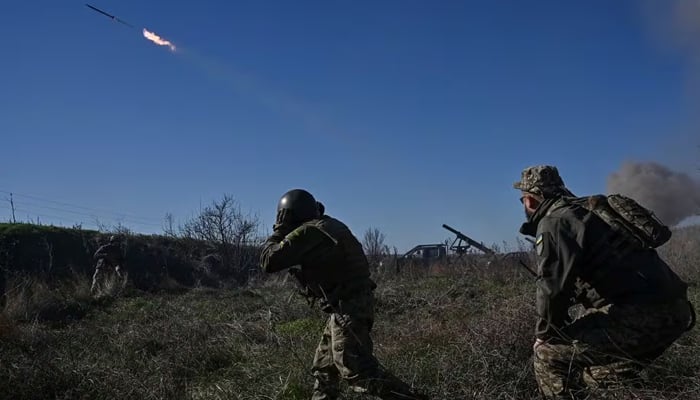 Ukrainian servicemen fire a Partyzan small multiple rocket launch system toward Russian troops near a front line in Zaporizhzhia region, Ukraine November 7, 2023. — Reuters