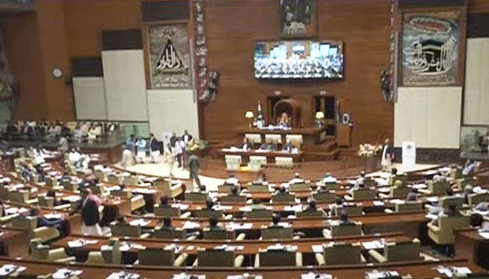 The picture shows the Sindh Assembly session on February 25, 2024. — Screengrab YouTube/Geo News Live