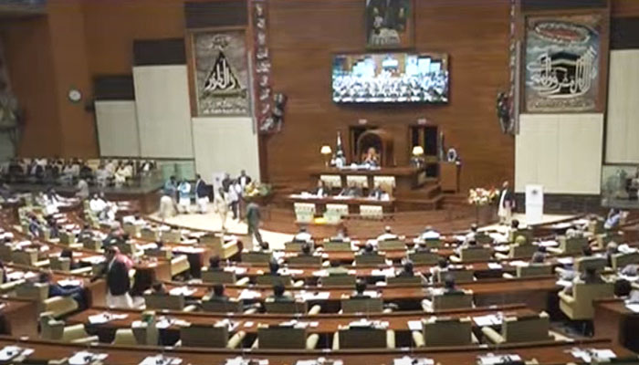 The picture shows the Sindh Assembly session on February 25, 2024. — Screengrab YouTube/Geo News Live