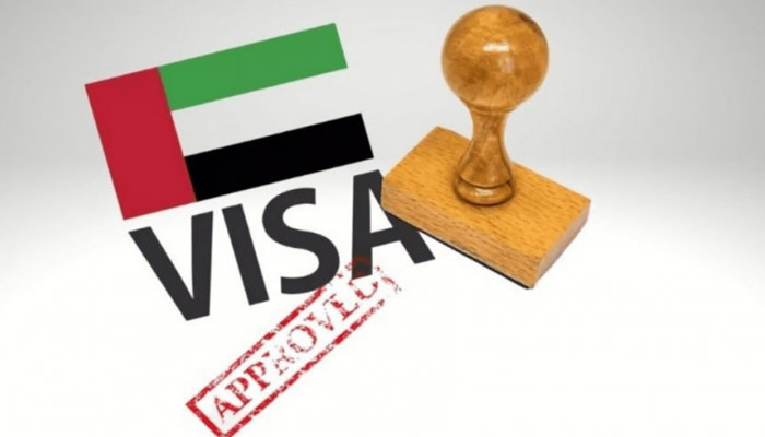 A representational image showing the UAE flag with visa and stamp. — Daily Times