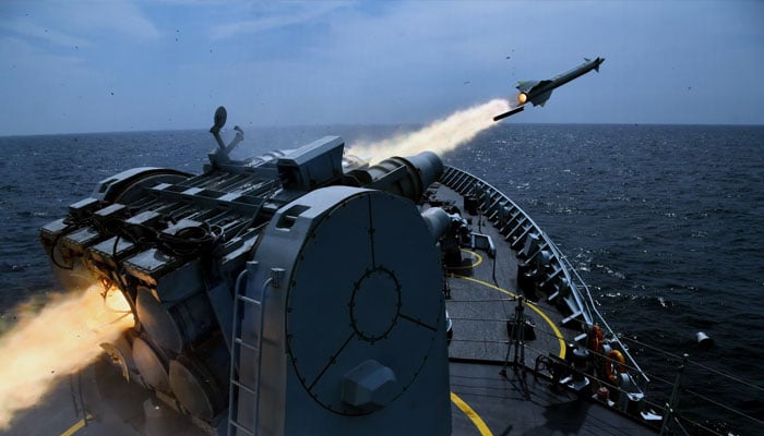 Pakistan Navys (PN) live weapon firing exercise in North Arabian Sea on February 26, 2024. — ISPR