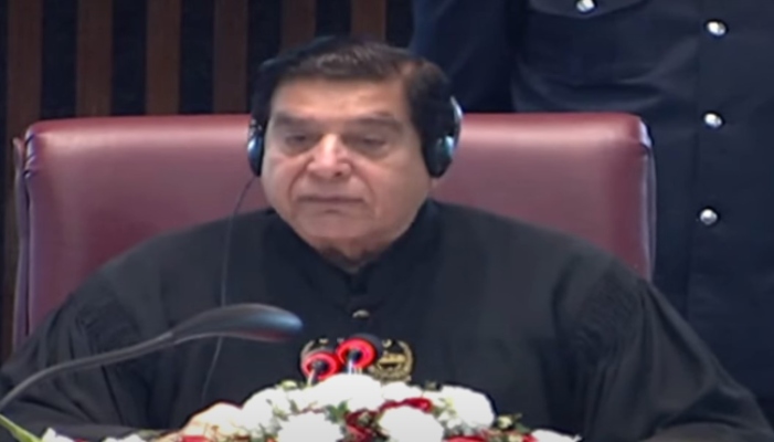 NA Speaker Raja Perviaz Ashraf chairing the NA session. — Screengrab/PTV News