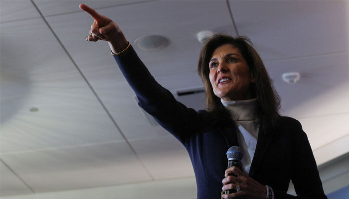 Republican presidential candidate and former US Ambassador to the United Nations Nikki Haley gestures, as she hosts a campaign event in South Burlington, Vermont, US March 3, 2024. — Reuters