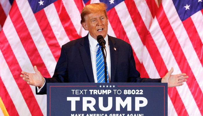 Republican presidential candidate and former US President Donald Trump speaks at a watch party event to mark the Super Tuesday primary elections at his Mar-a-Lago property, in Palm Beach, Florida, US March 5, 2024. — Reuters