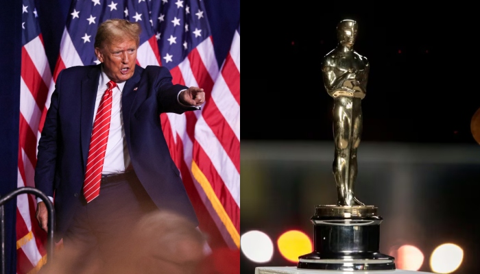 This combination of images shows Republican presidential candidate Donald Trump and an Oscars trophy. — Reuters/File