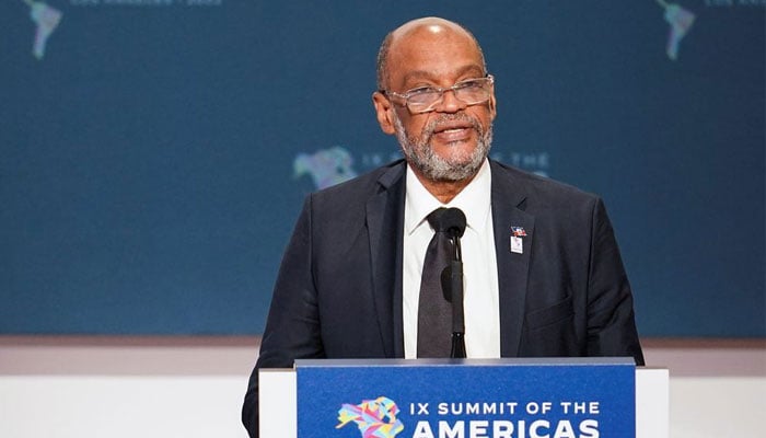 Haitis Prime Minister Ariel Henry speaks during the Leaders Second Plenary Session during the Ninth Summit of the Americas in Los Angeles, California, US, June 10, 2022. — Reuters