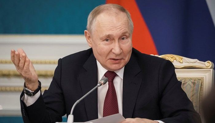 Russian President Vladimir Putin speaks after signing bilateral documents with his Kazakh counterpart Kassym-Jomart Tokayev in Astana, Kazakhstan November 9, 2023. —Reuters